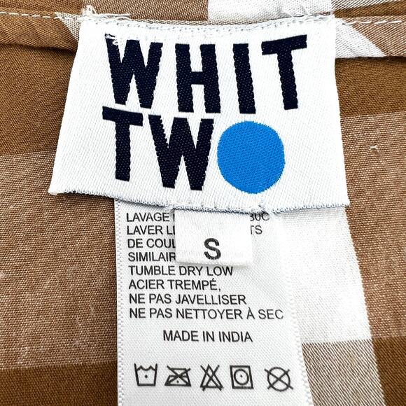 Anthropologie Whit Two 100% Cotton Buffalo Plaid Brown Romper Belted Size S - Picture 9 of 12